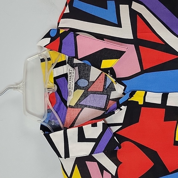 BIG DART colorful retro 80s 90s button front collared shirt - Picture 2 of 7